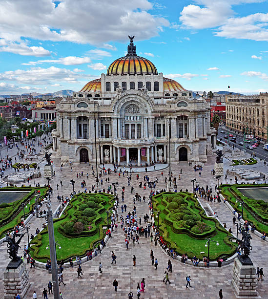 Mexico City, Mexico - November 4, 2016: Bellas Artes (Palace of fine art) in Mexico City. Top view.